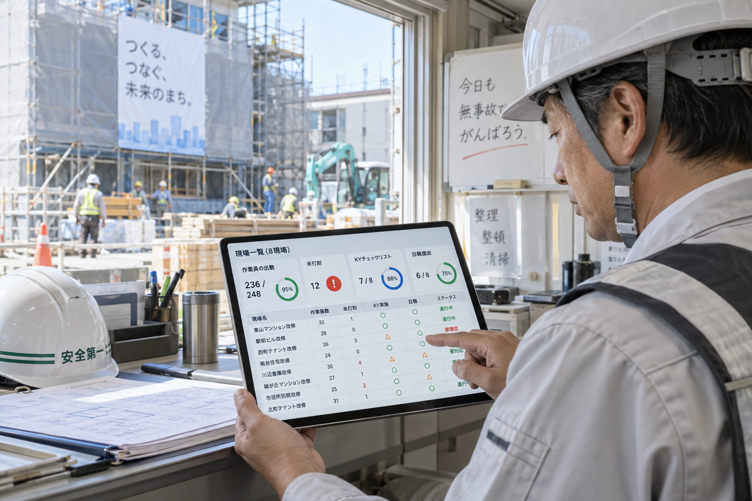 現場31人、未入場1人を9:30に検知：出面・KY・日報・原価を一度の入力でつなぐ完全ガイド